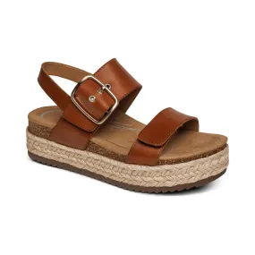 Aetrex Women's Vania Platform Sandal CP 102 Color:  Cognac CP102