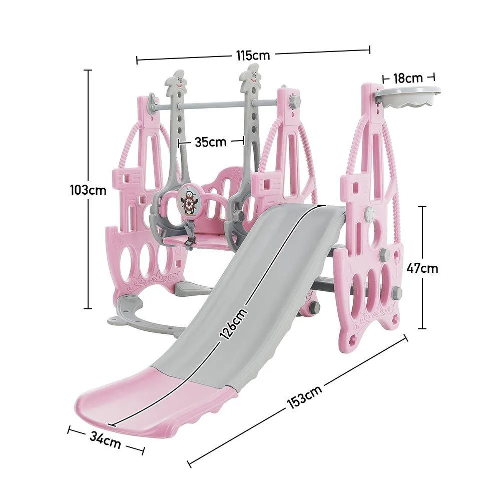 153cm W 3 in 1 Kids Swing and Slide Set Toddler Climber Playset