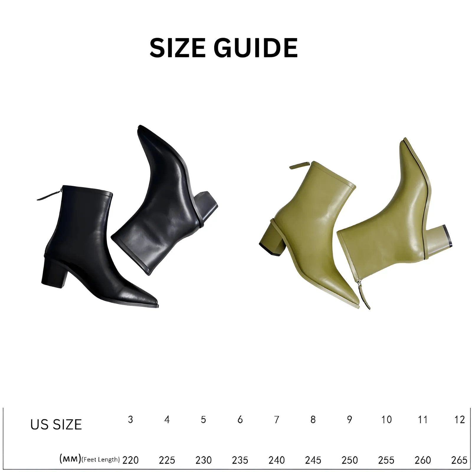 2025 Sexy Women's Ankle Boots Genuine Leather Autumn Winter Boots Zipper Chunky Heel Pointed Toe Black Shoes