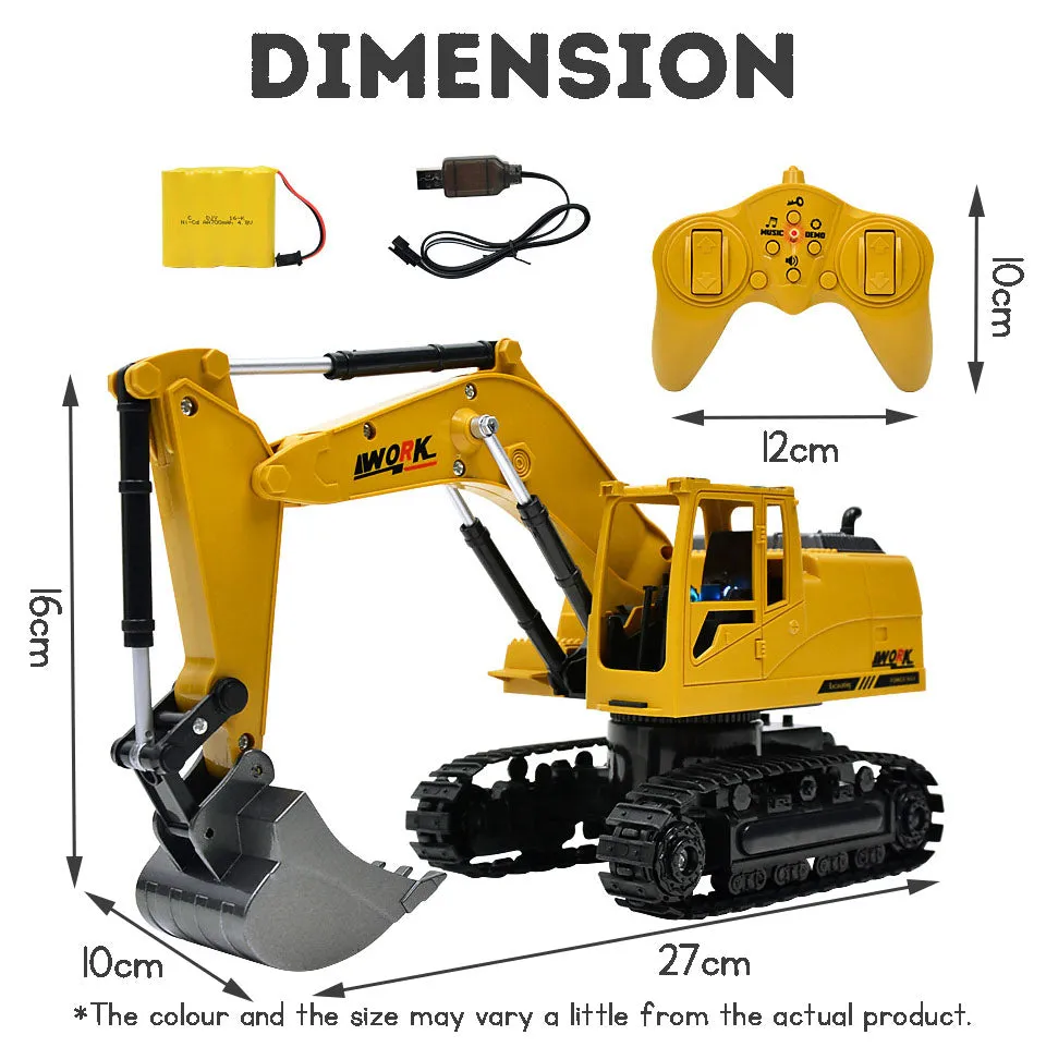 8-Channel Wireless Alloy Excavator Remote Control Digger, Rechargeable Remote Control Vehicle Toy for Children, Boys.