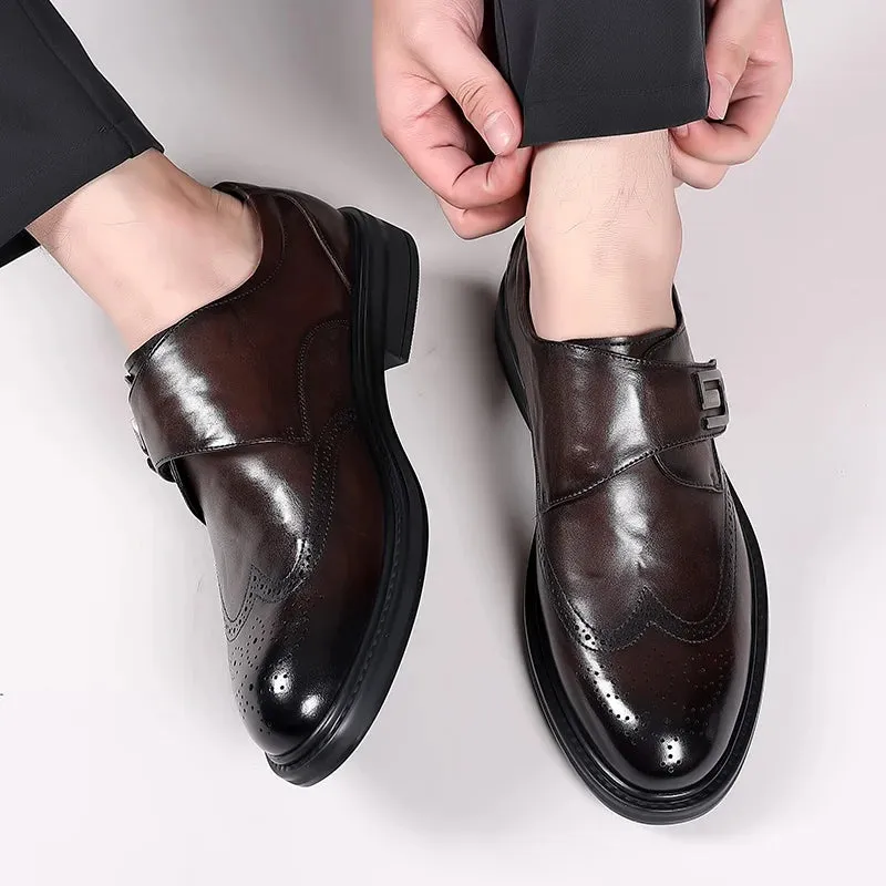 Aidase Men Formal Shoes Men Fashion High Quality Leather Business Original Office Wedding Shoes English Gentlemen's Leather Shoes