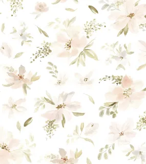 Appoline - Children's Wallpaper - Watercolour Flower Motif