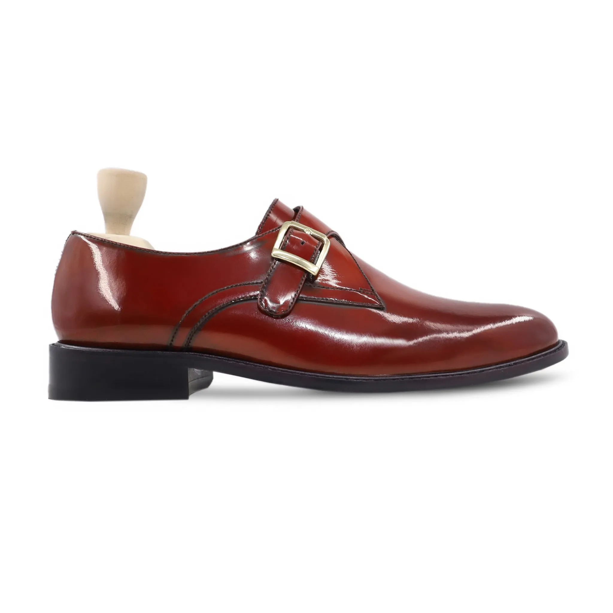 Aubra - Men's Oxblood Box Leather High Shine Single Monkstrap