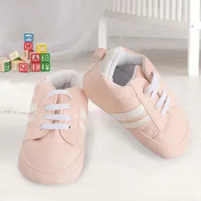 Baby Moo Striped Peach Lace Up Sneakers