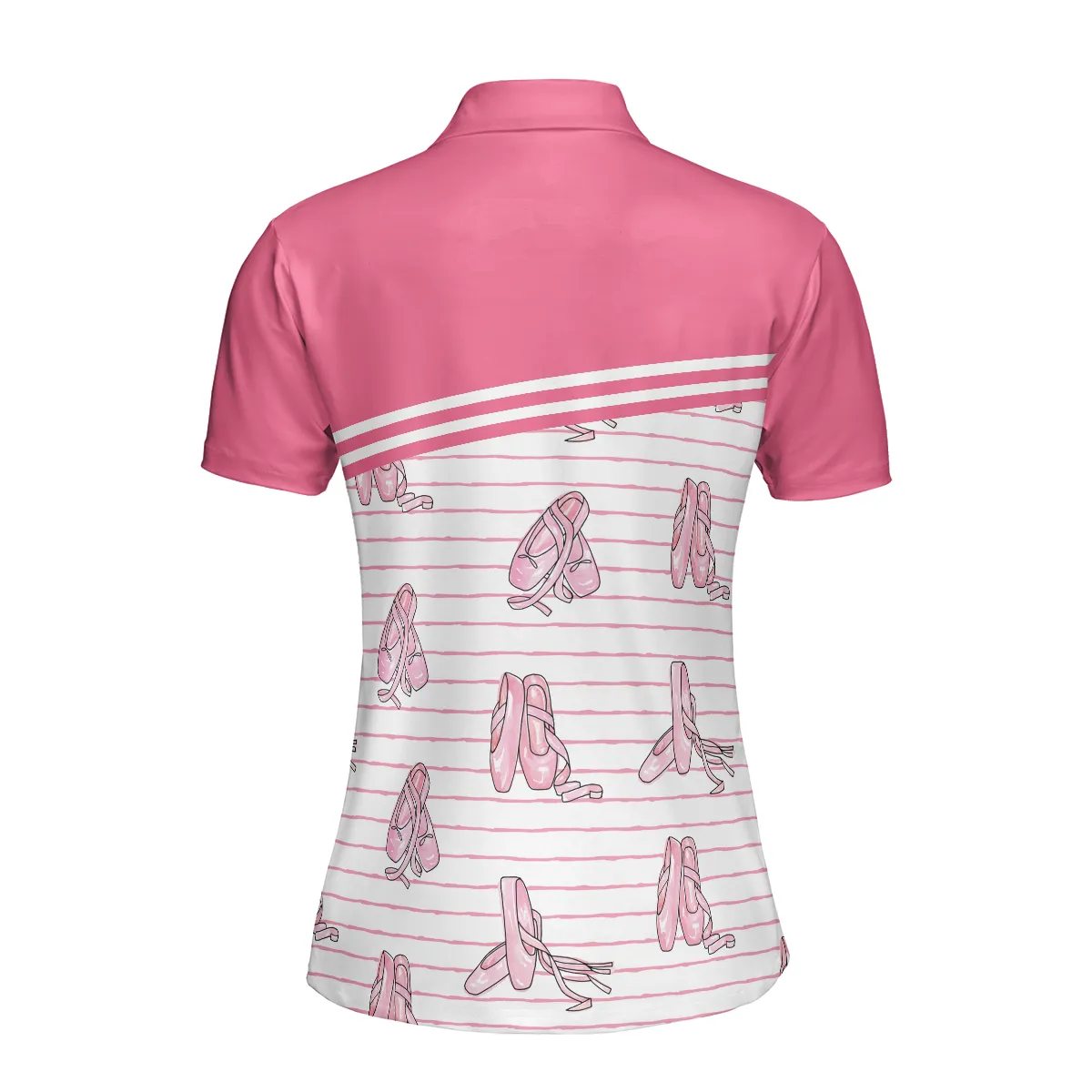 Ballerina Short Sleeve Women Polo Shirt, Pink Ballet Polo Shirt Design For Ladies, Gift For Ballet Dancer