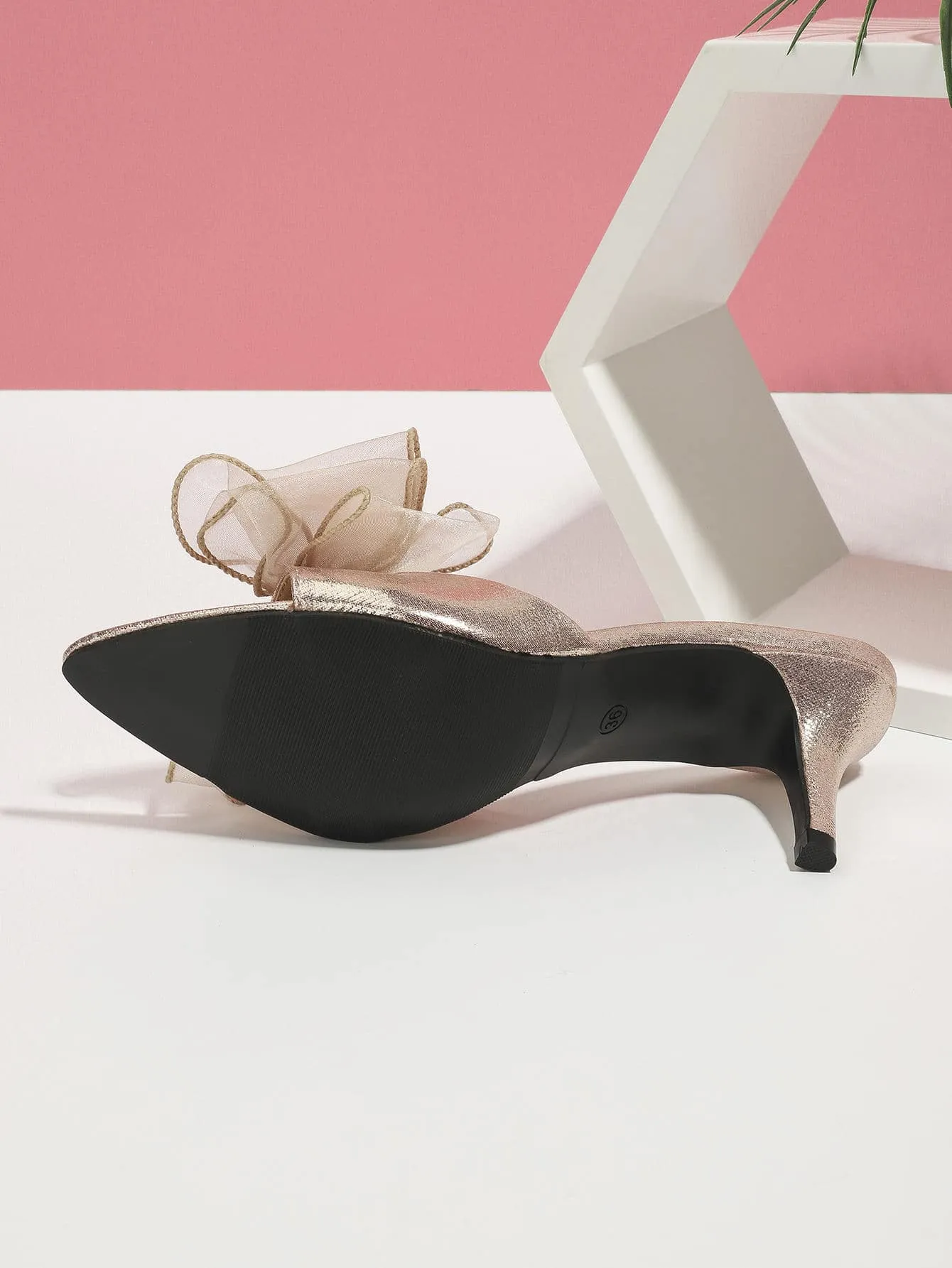 Bow Stiletto Heeled Mule Sandals