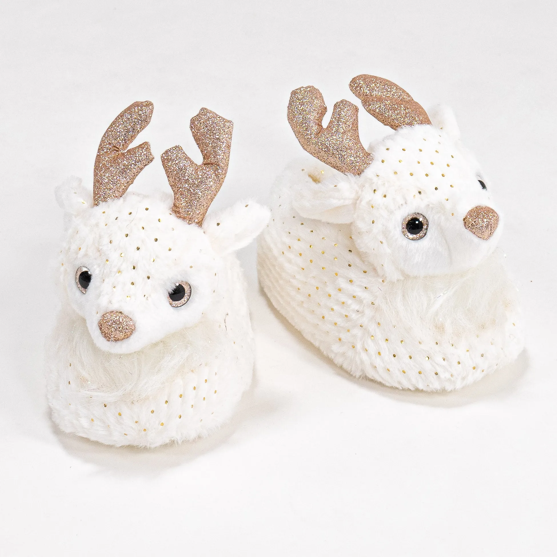 Children's Cream Reindeer Slippers