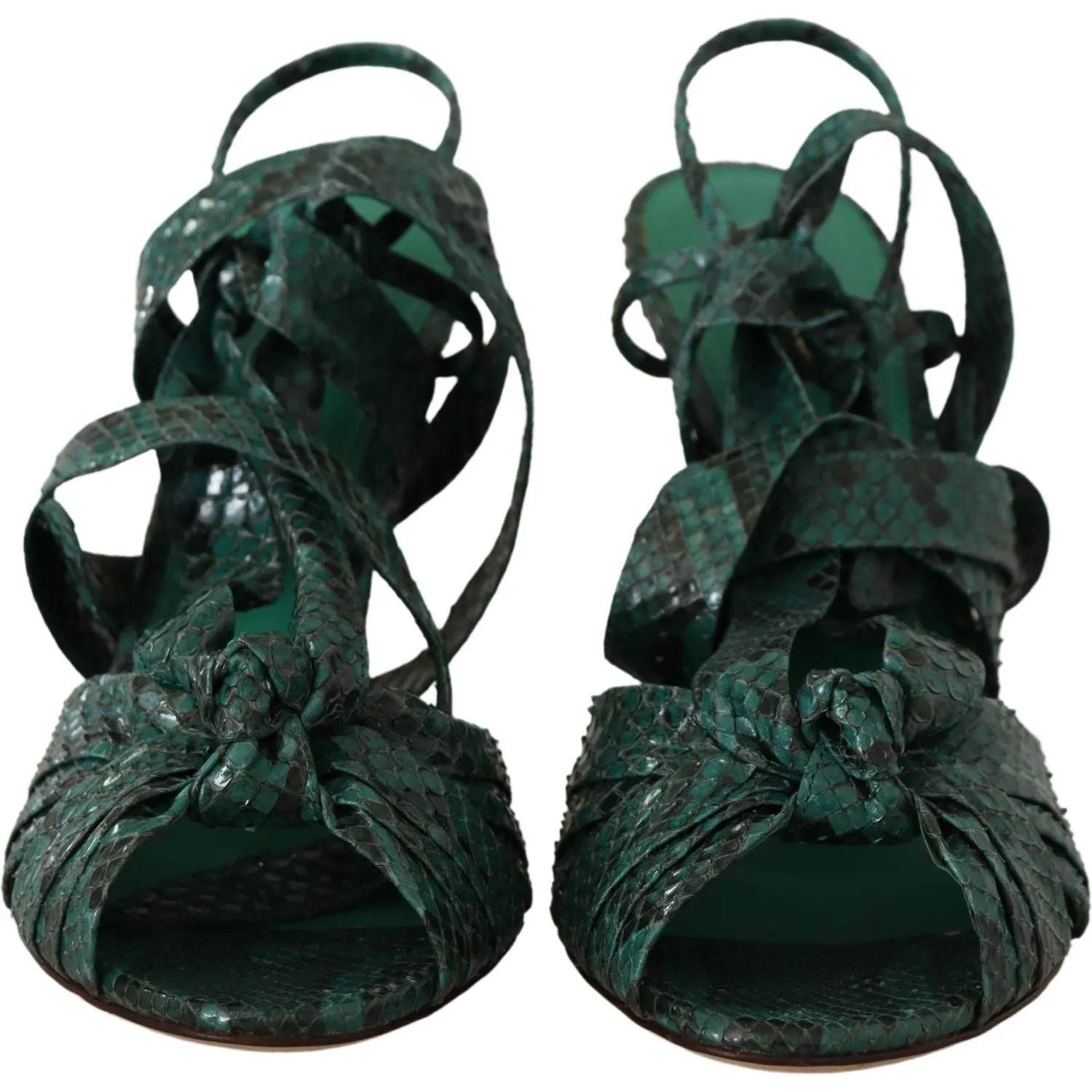 Dolce & Gabbana Elegant Green Python Strappy Heels