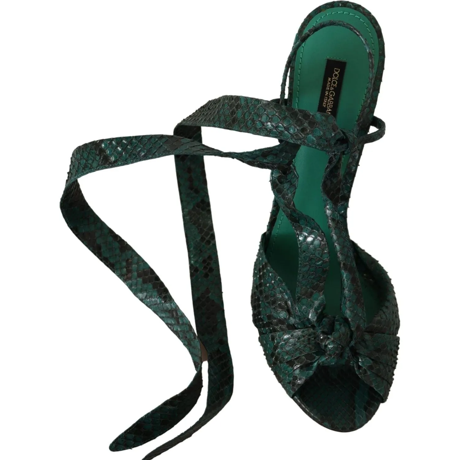 Dolce & Gabbana Elegant Green Python Strappy Heels