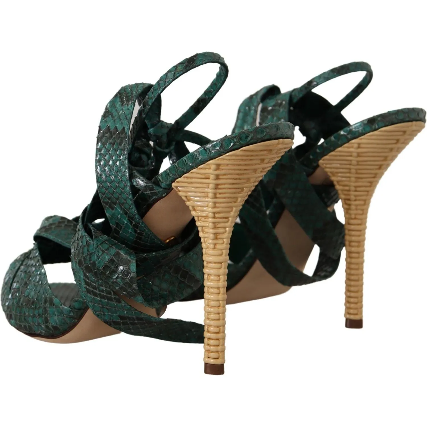 Dolce & Gabbana Elegant Green Python Strappy Heels