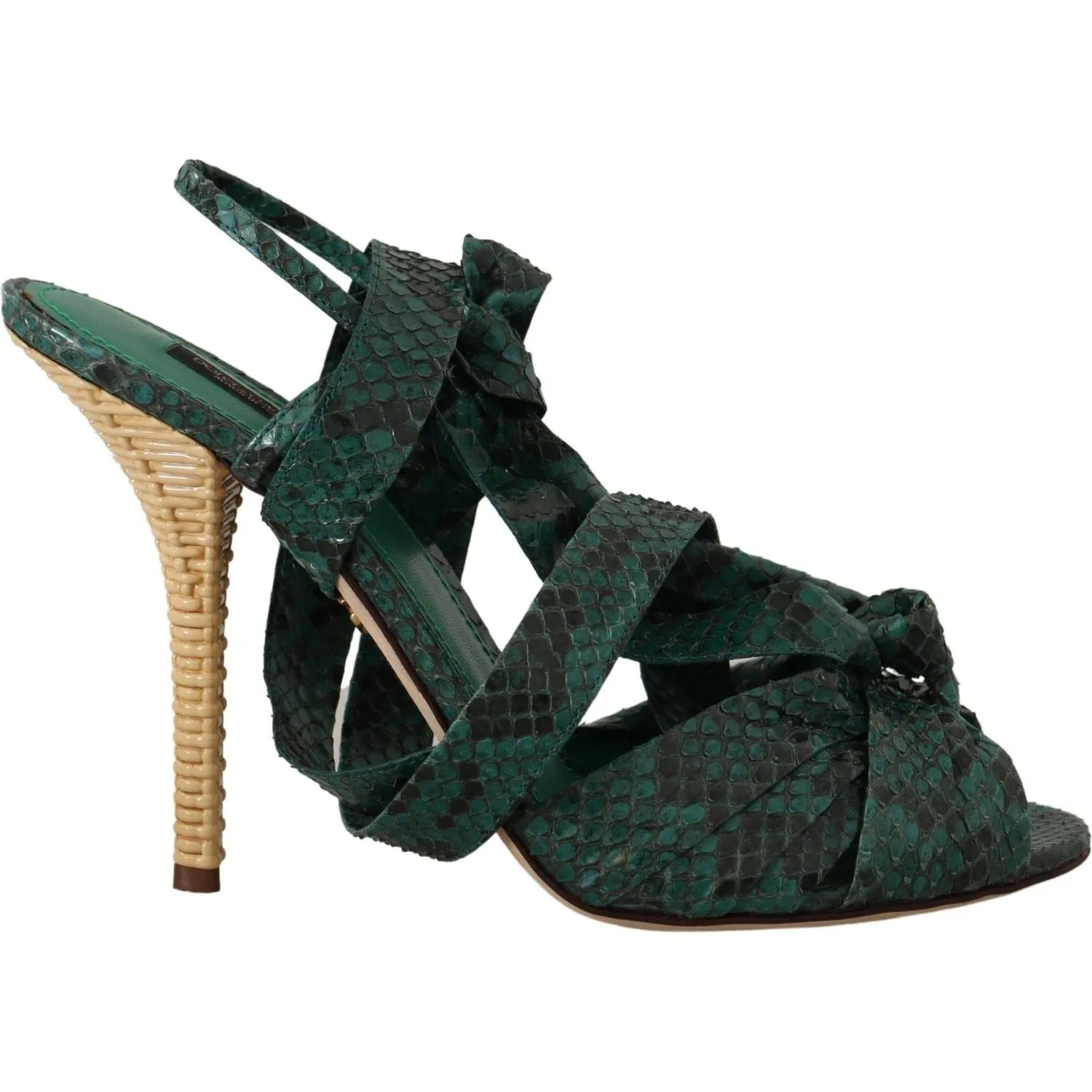 Dolce & Gabbana Elegant Green Python Strappy Heels