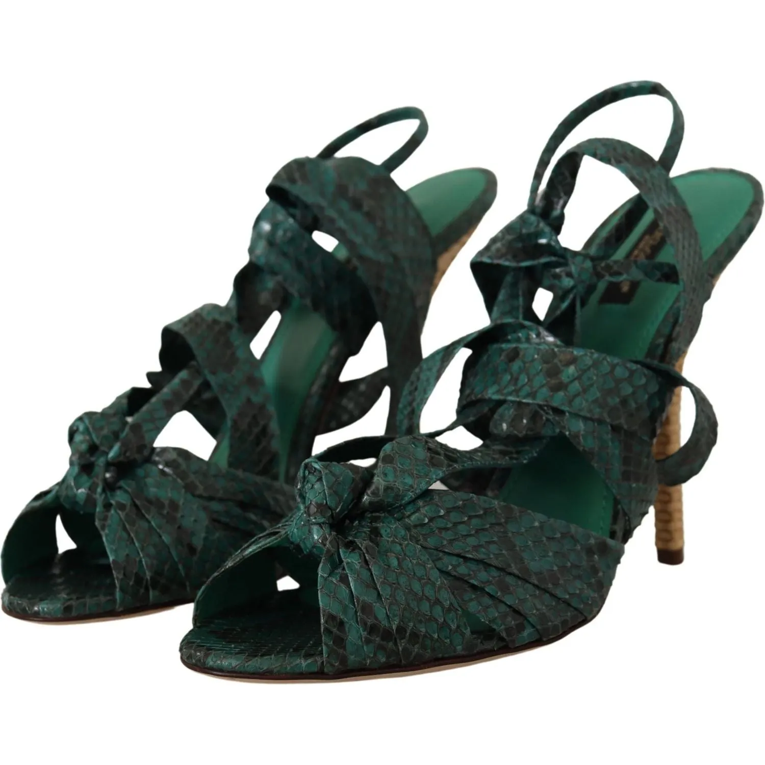 Dolce & Gabbana Elegant Green Python Strappy Heels