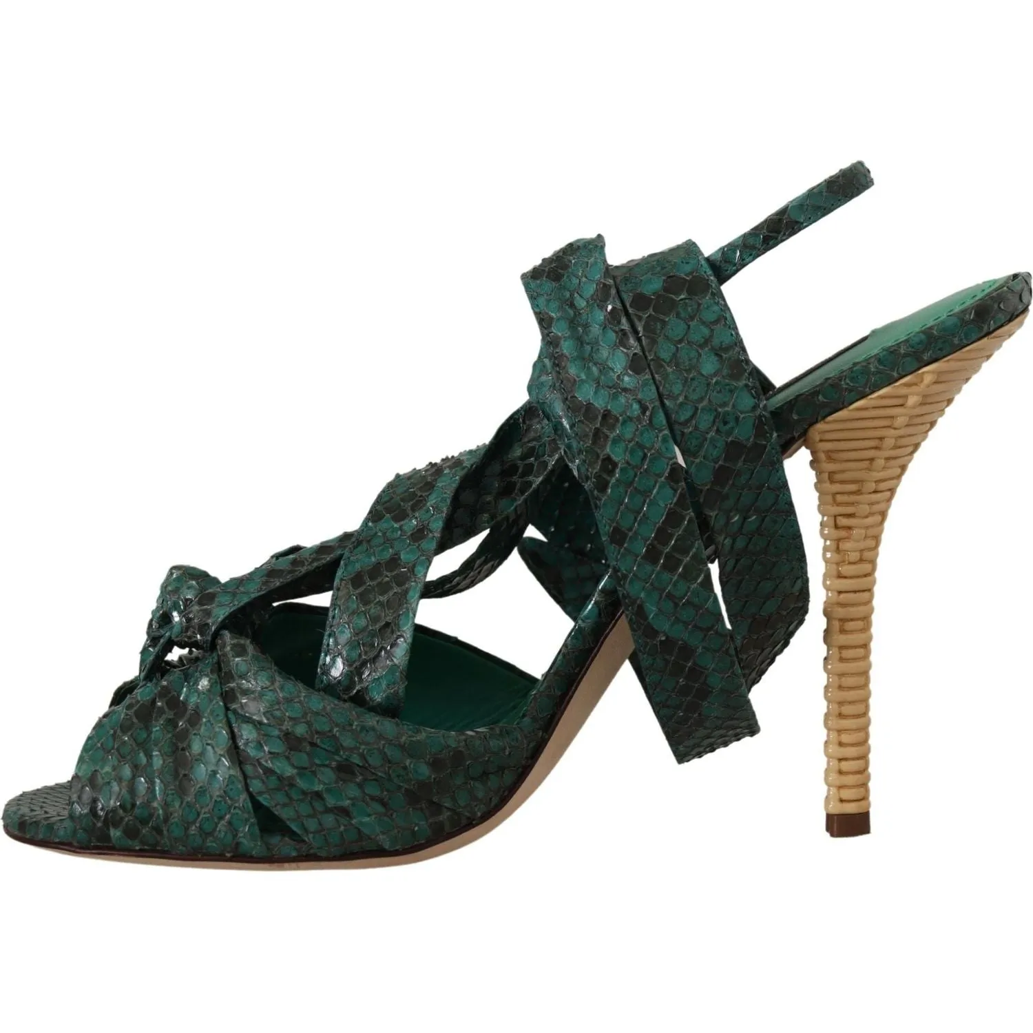 Dolce & Gabbana Elegant Green Python Strappy Heels