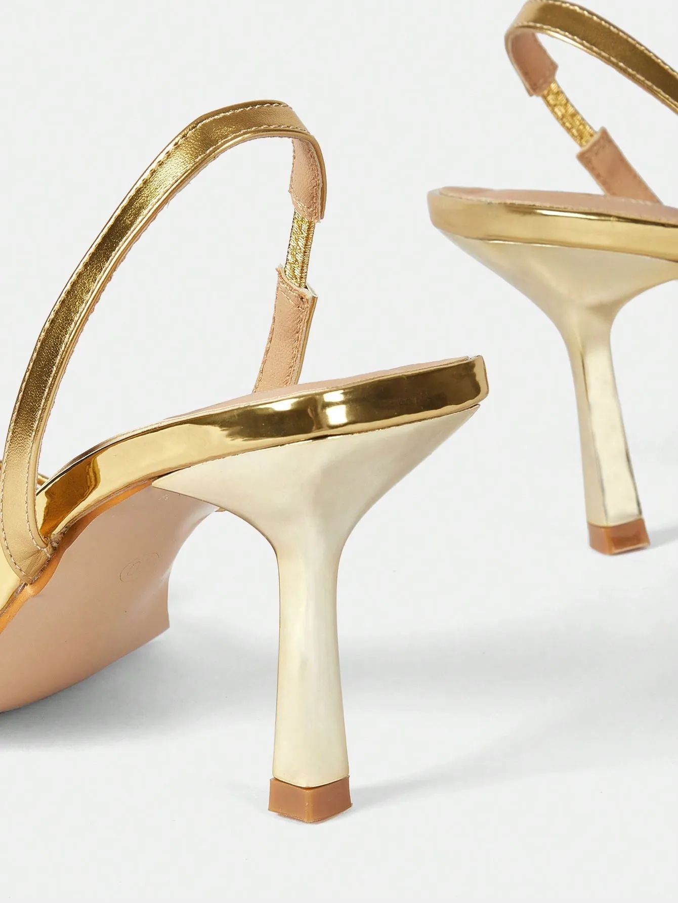 Glamorous Gold Slingback Multi Thin Strap Heeled Sandals