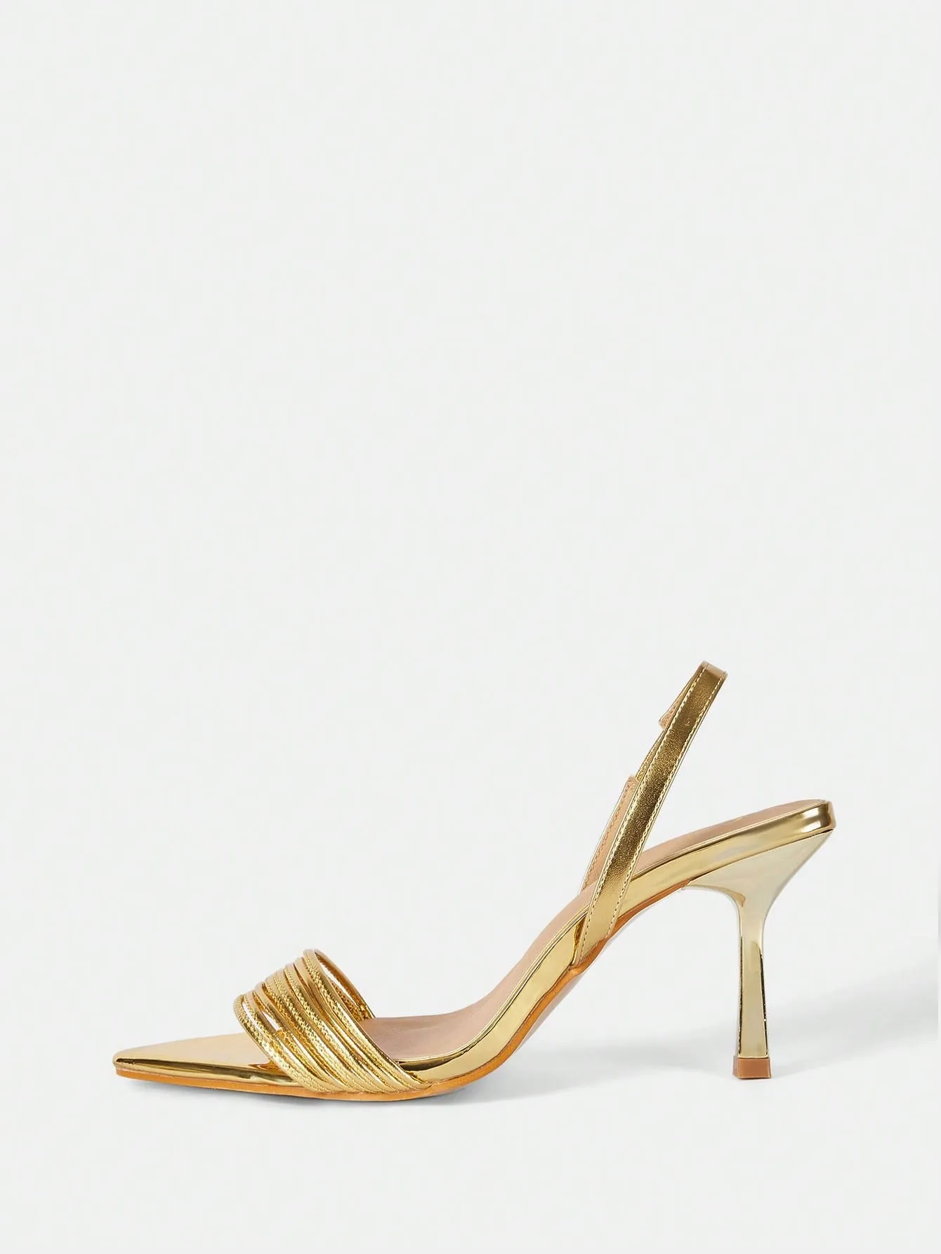 Glamorous Gold Slingback Multi Thin Strap Heeled Sandals