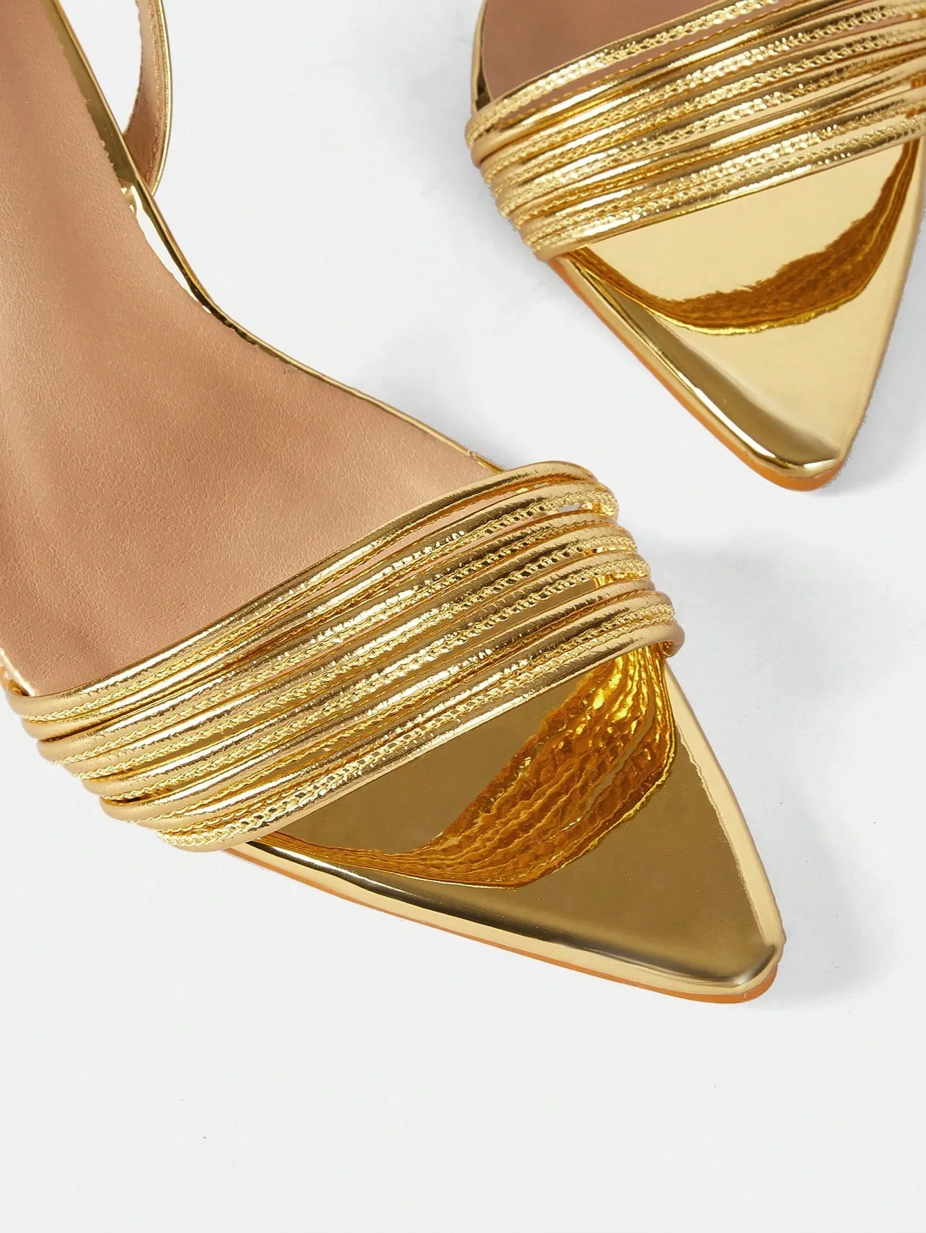 Glamorous Gold Slingback Multi Thin Strap Heeled Sandals