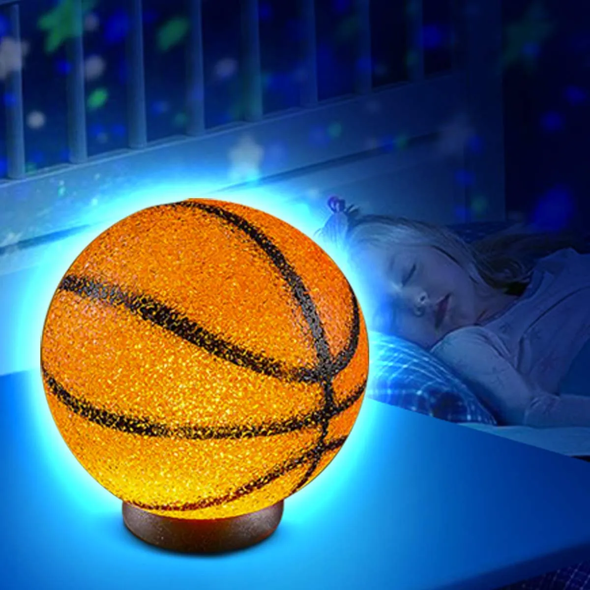 Kicko Sparkle Basketball Lamp - 1 Piece - B-Ball Shaped Lamp with Sturdy Plastic Base