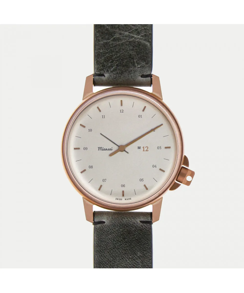 Miansai M12 Bronze/Silver on Vintage Gray Two-Piece Leather Strap