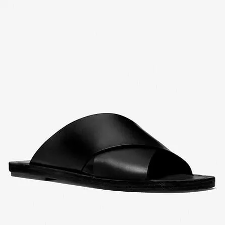 Michael Kors Collection Ruth leather slides, black