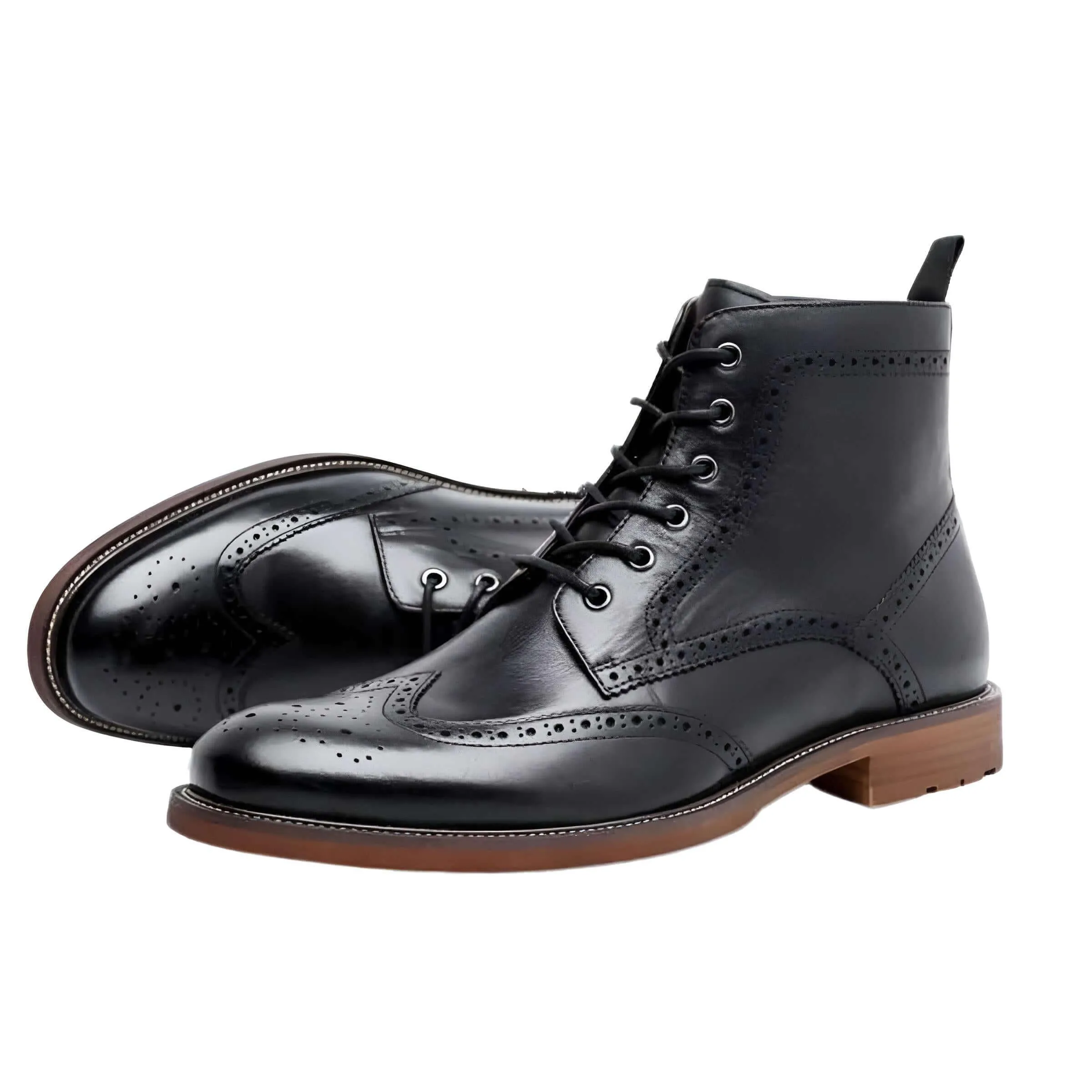 Vintage Brogue Genuine Leather Ankle Boots For Men