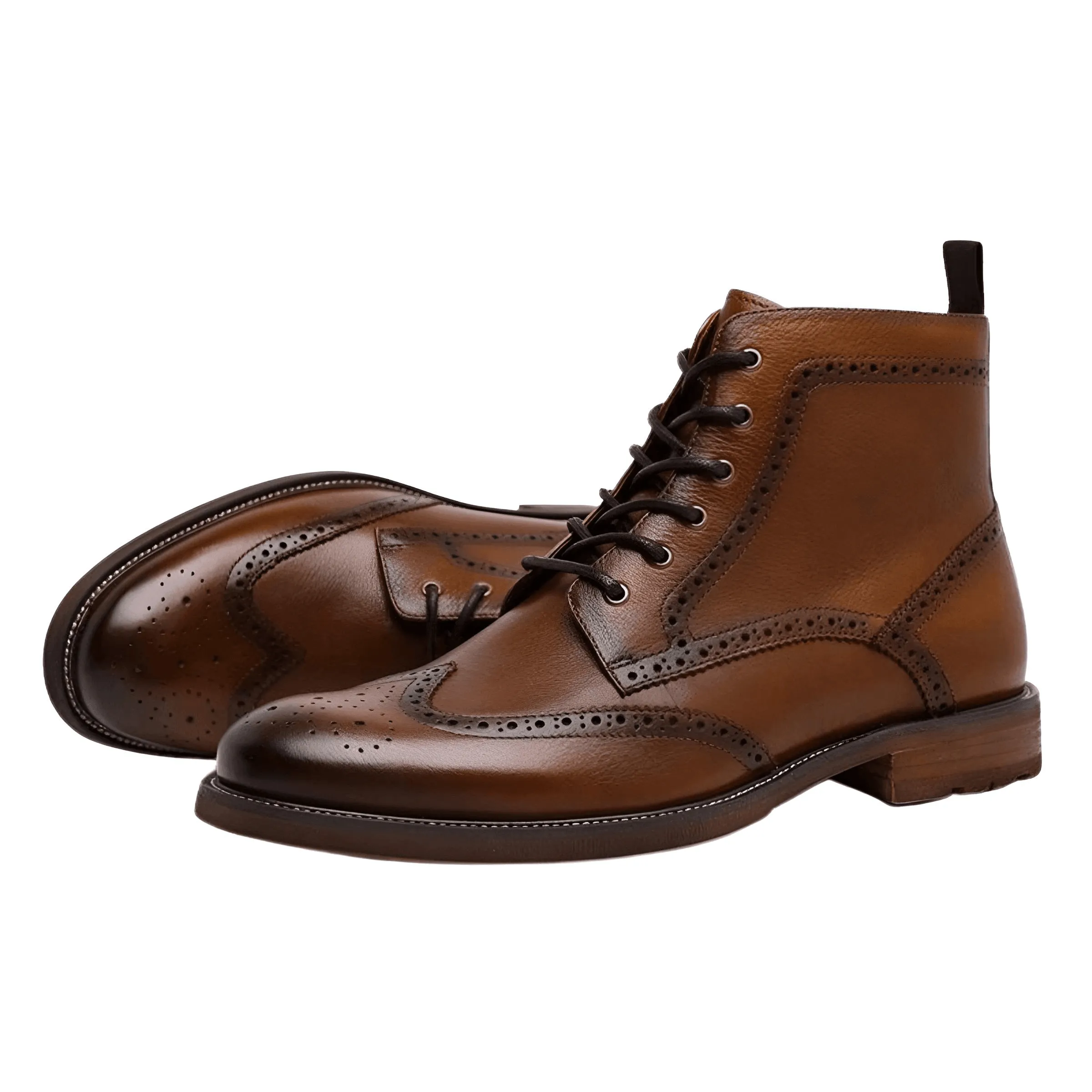 Vintage Brogue Genuine Leather Ankle Boots For Men