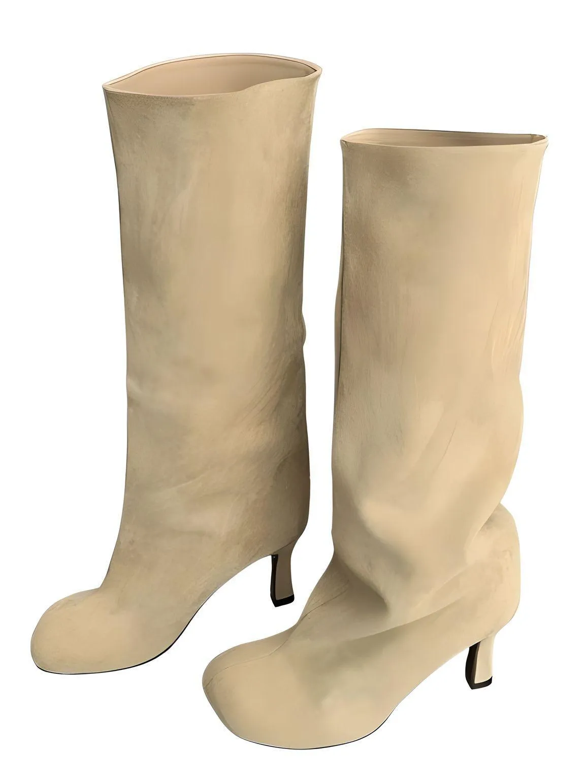 Winter Street Style Round Toe Knee High Women's Boots High Heel Boots Female Long Boots